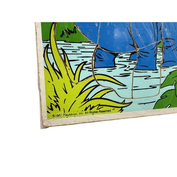 Vintage 1987 Playskool Definitely Dinosaurs Blue Apatosaurus Wood Tray Puzzle - Picture 5 of 5